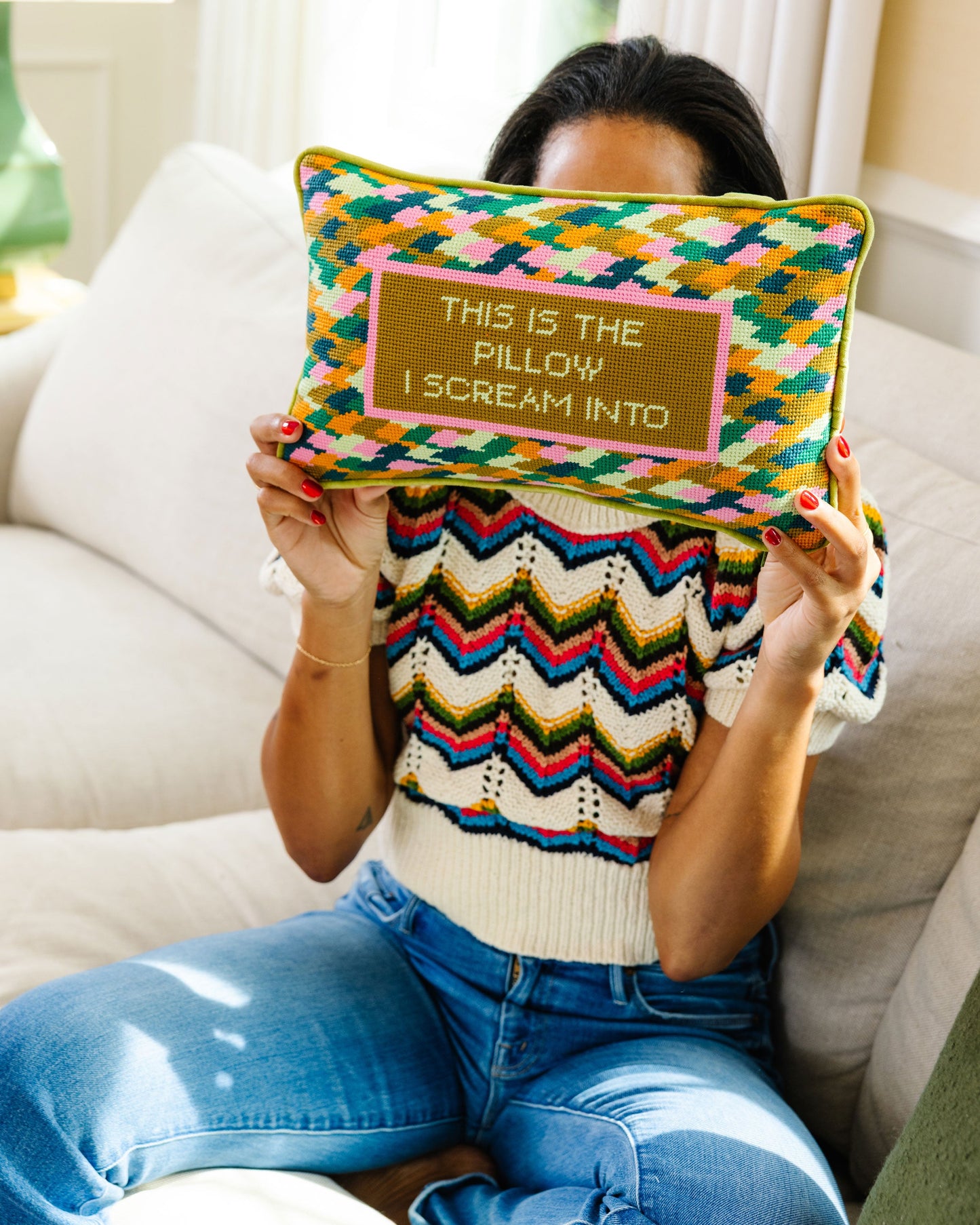 Scream Needlepoint Pillow
