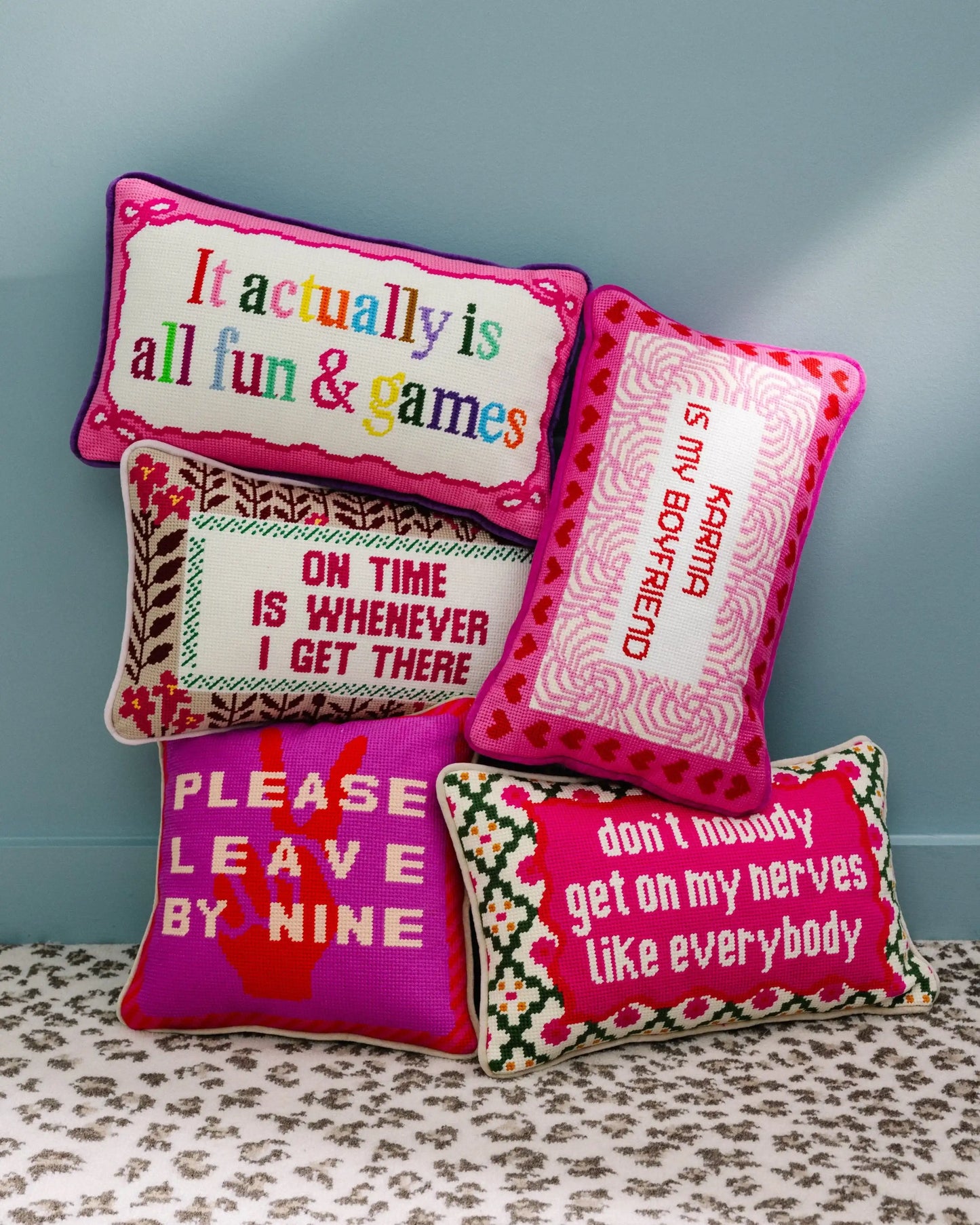 Leave by Nine Needlepoint Pillow