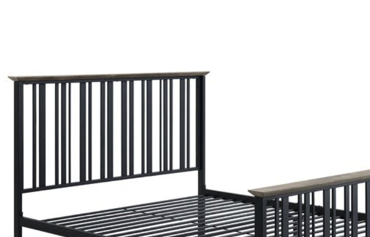Zudora Antique Oak & Black Finish Full Bed