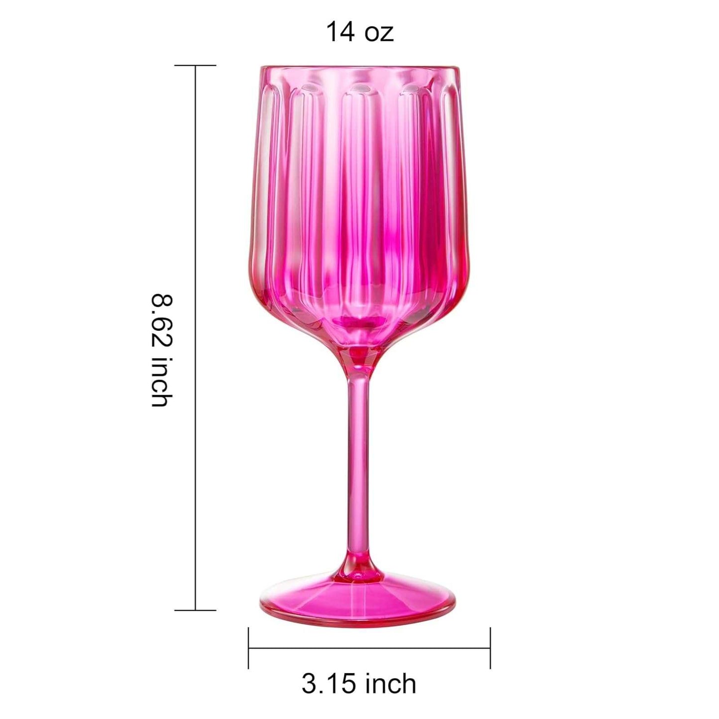 Khen Acrylic Lucia Stemmed Goblets - Set of 6 |14oz | Coral
