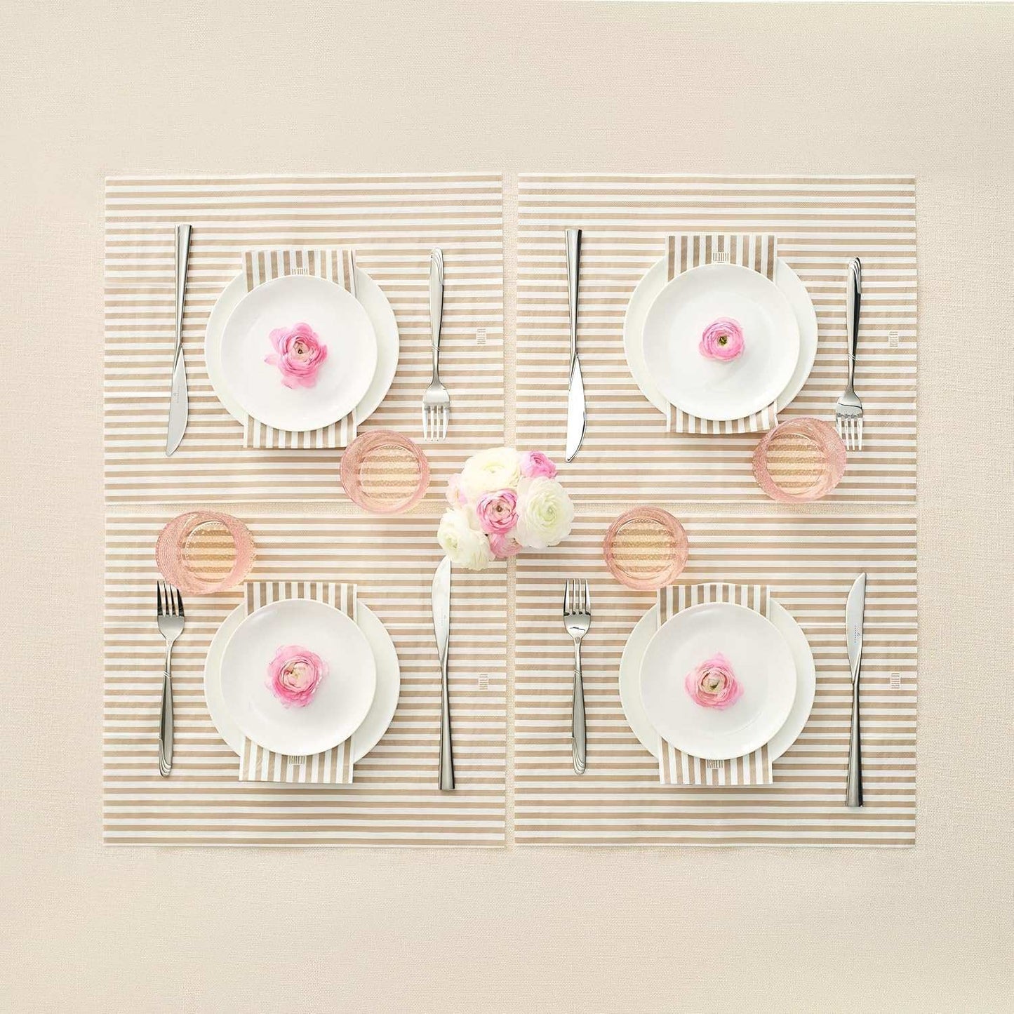 Tonal Striped Disposable Napkin Set in Smoke, 50 Pieces