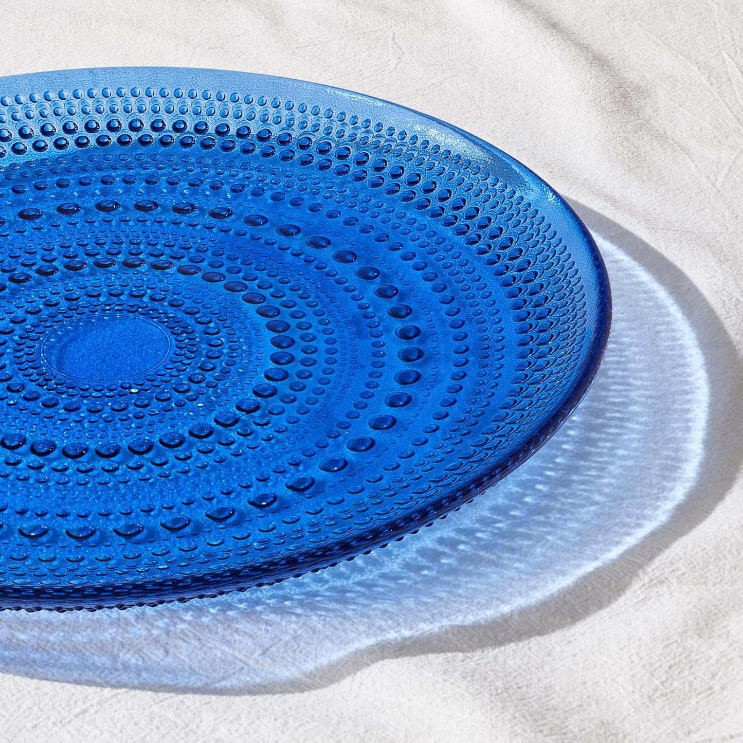 Glass Hobnail Dinner or Charger Plates | Set of 4 | Dark Blue