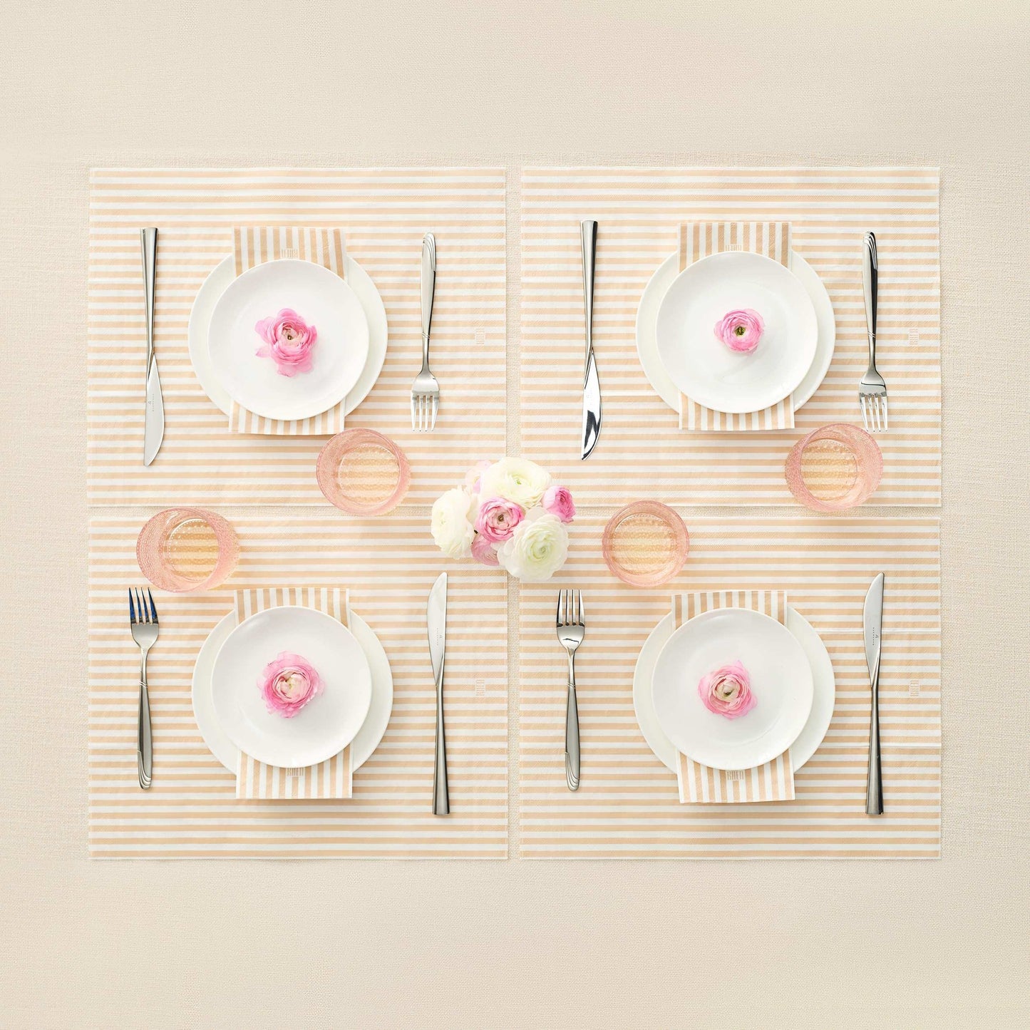 Tonal Striped Disposable Napkin Beige Set of 50 Pieces