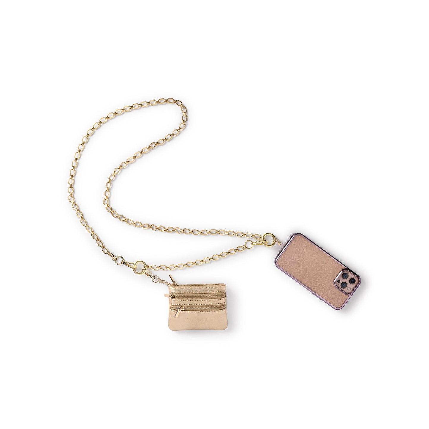 Mini Gold Leatherette Clip & Zip Wallet