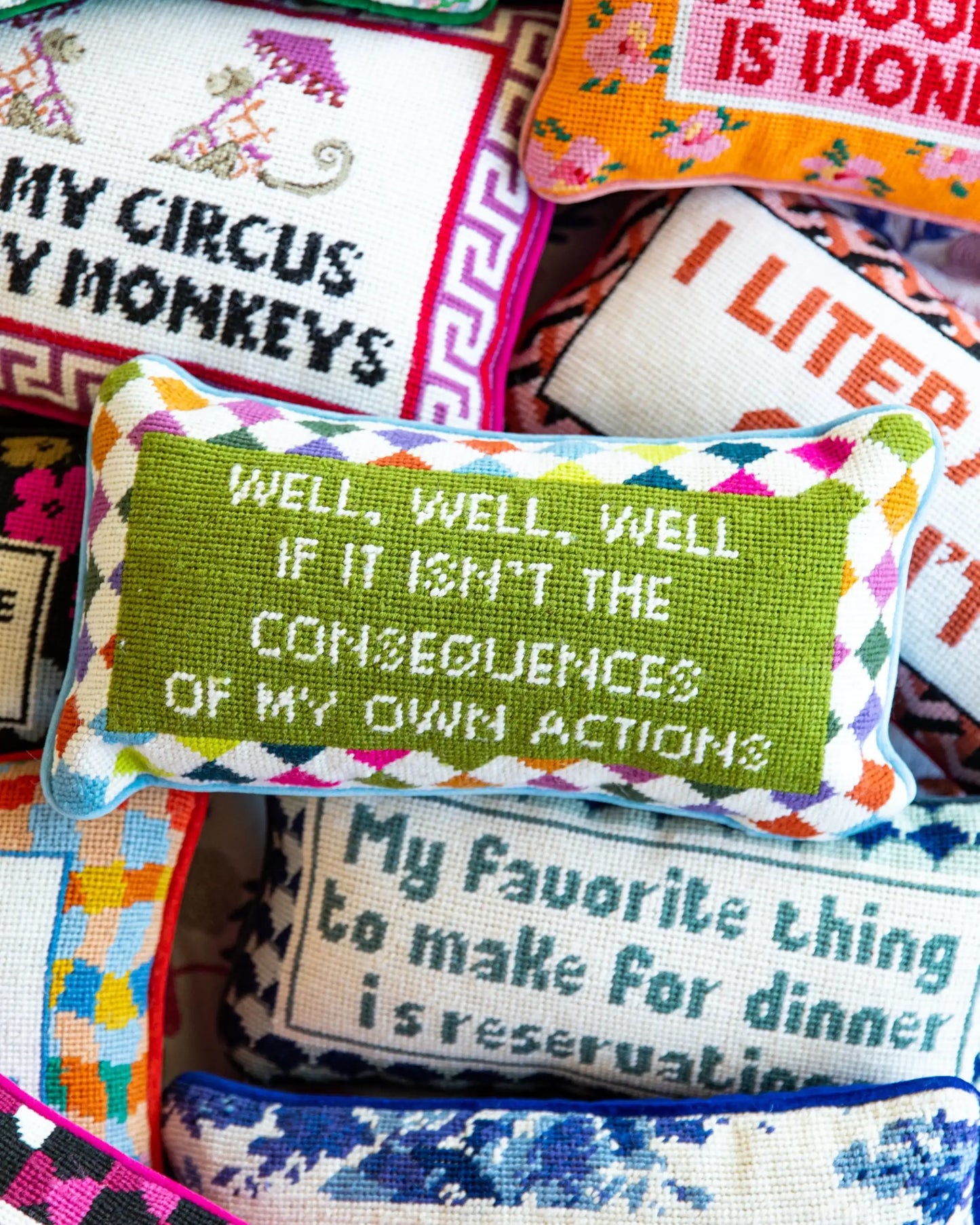 Well Well Well Needlepoint Pillow