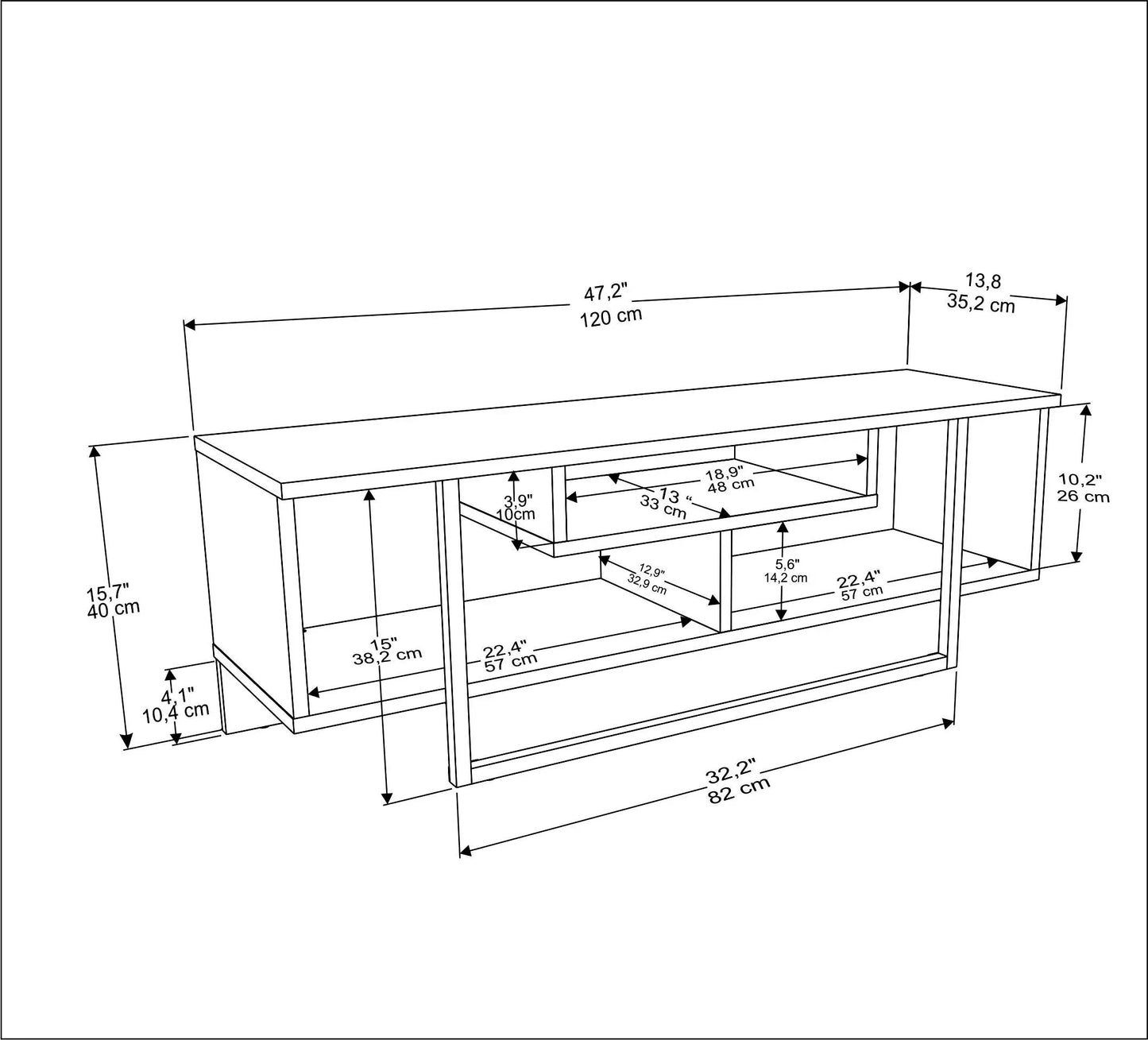 Asal 47'' TV Stand Media Consol for Up To 60'' TVs