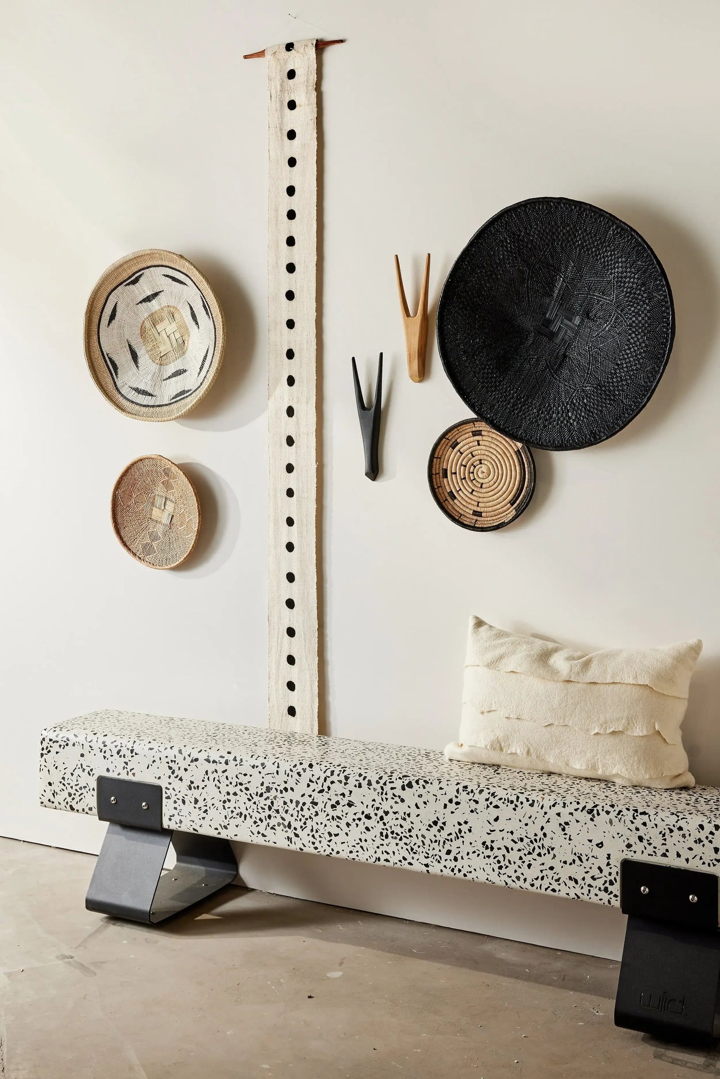Hand-Painted Black Binga Flat Basket