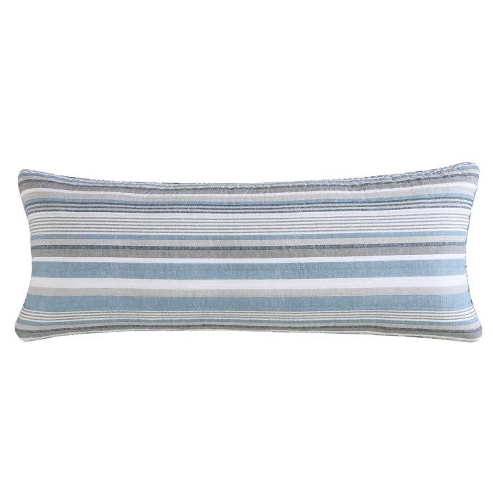 100-Percent Cotton Blue White Grey Nautical Stripes 4 Piece Daybed Cover Set