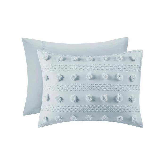 Twin/Twin XL 2-Piece Blue Pompom Microfiber Hypoallergenic Comforter Set