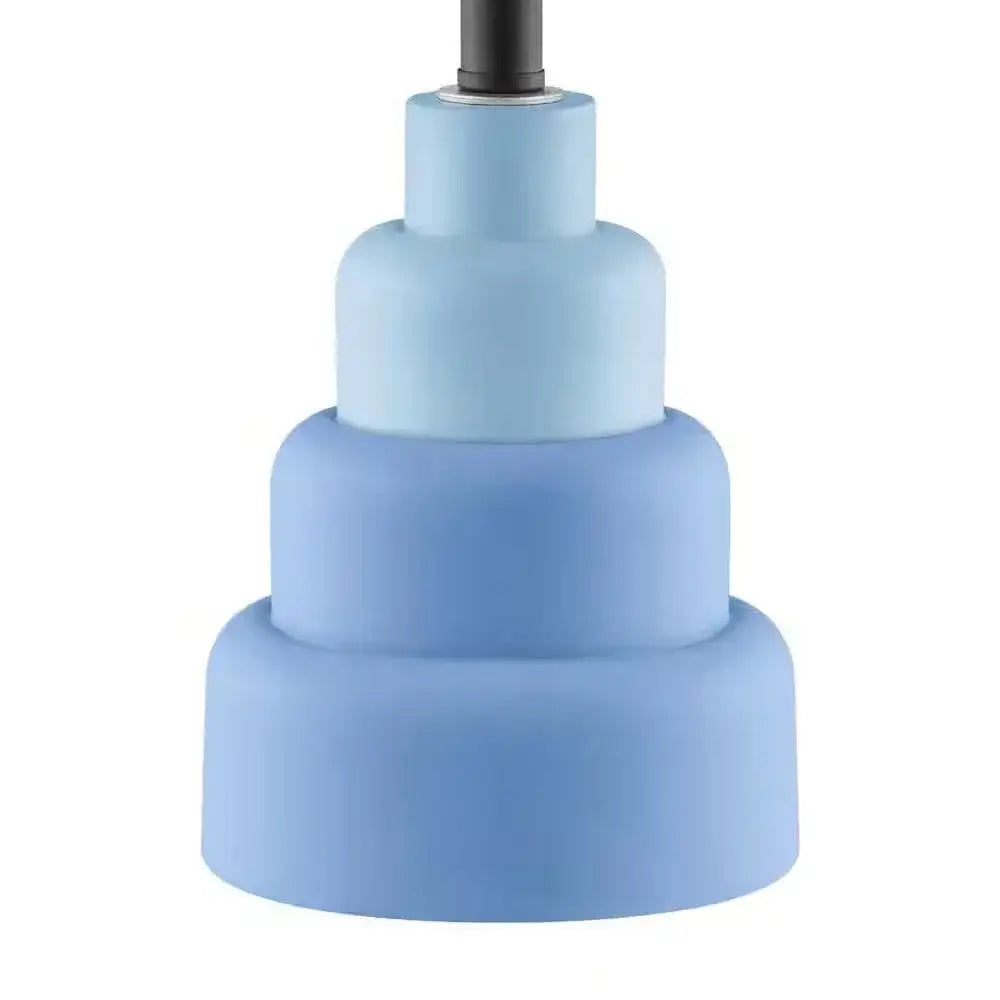 Small Blue Desk Light Table Lamp with White Fabric Shade for Bedside Nightstand