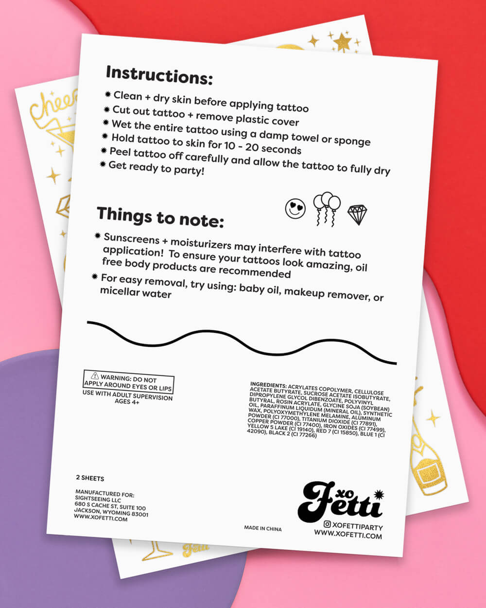 Sippin’ Pretty Tats - 54 foil temporary tattoos