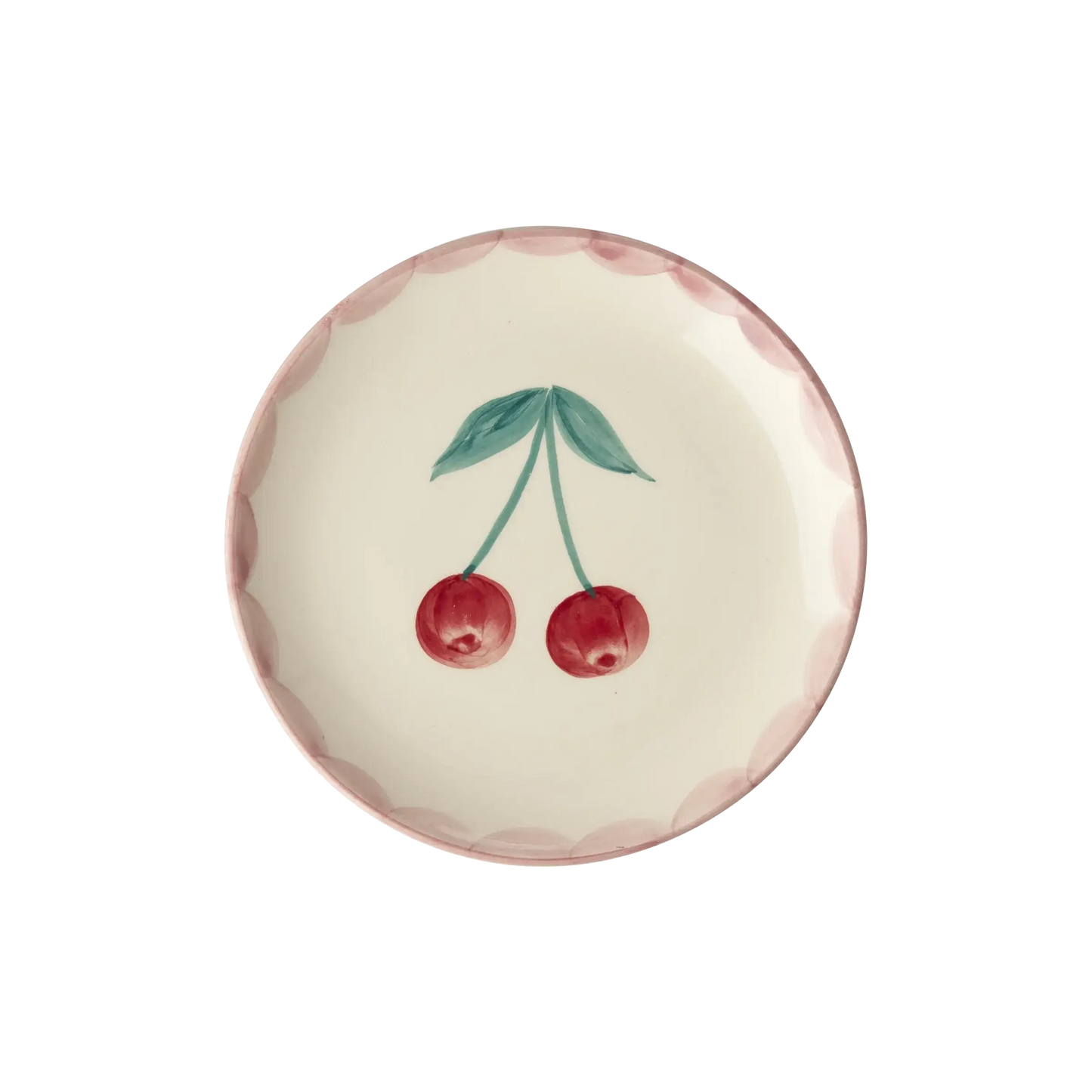 Ceramic Cake Plate with Hand Painted Cherries