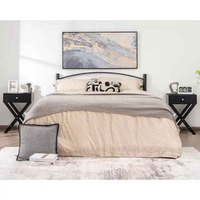 Retro Black X-Shape 1 Drawer Nightstand Coffee Table