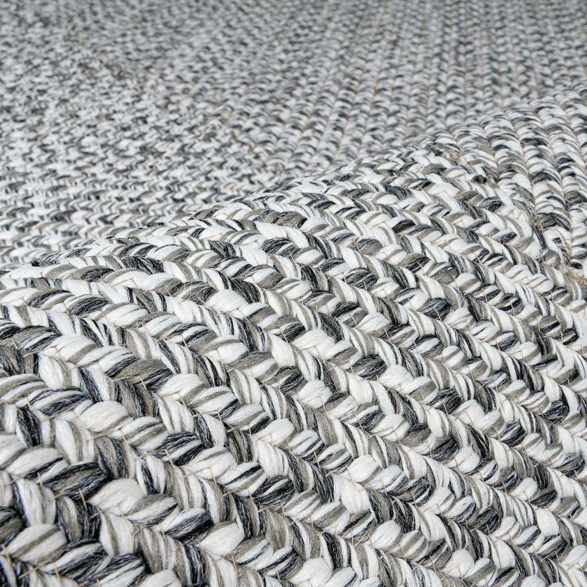 Cream Charcoal Braided Faux Jute Outdoor Rug