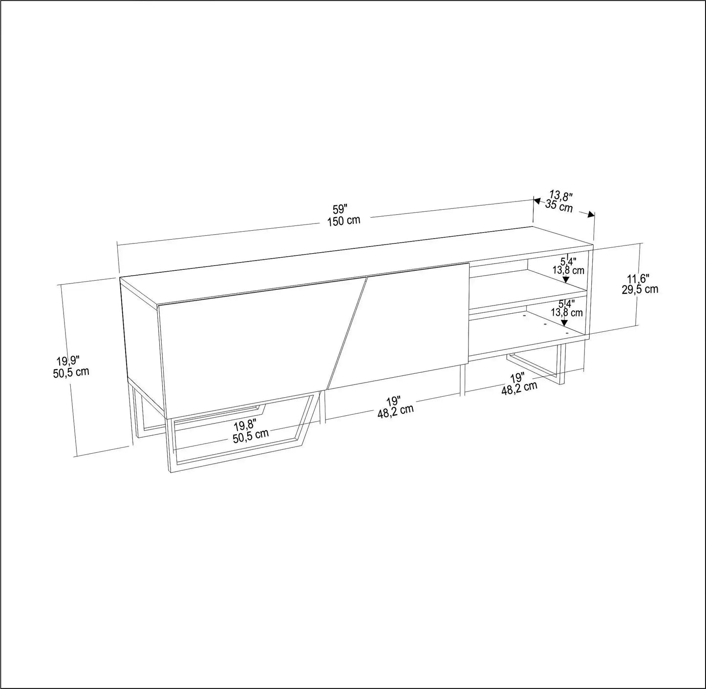 Denasse 60" Wide Modern TV Stand and Media Console