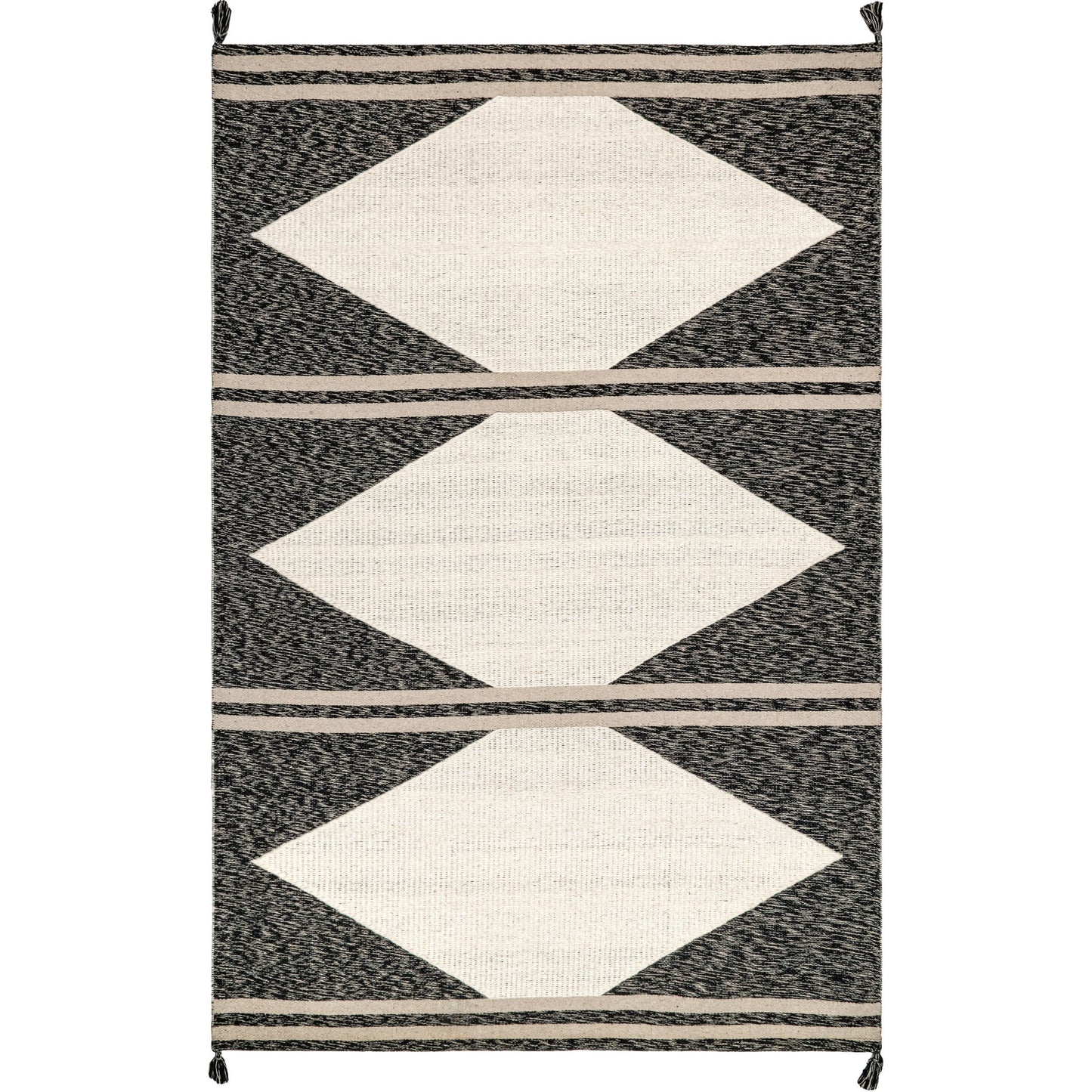 Chasen Cotton and Wool Flatweave Diamond Tassel Area Rug