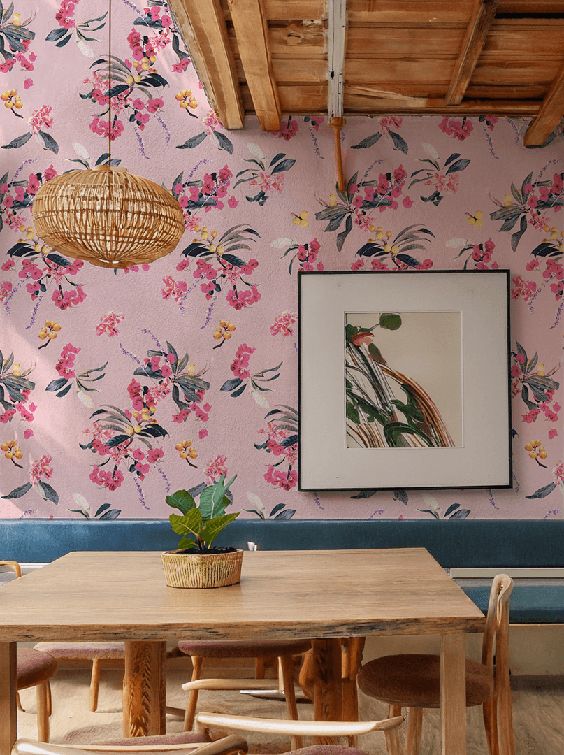 Floral Loquat Wallpaper, pink