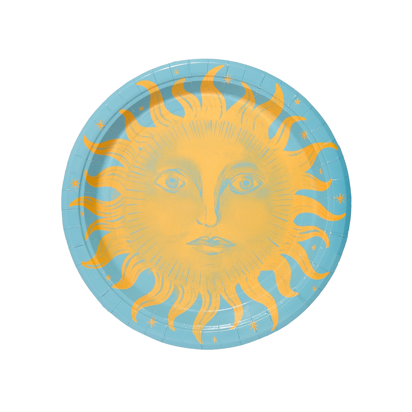 Golden and Dutch Blue Celestial Sunshine Dinner Paper Plates - 8 pack