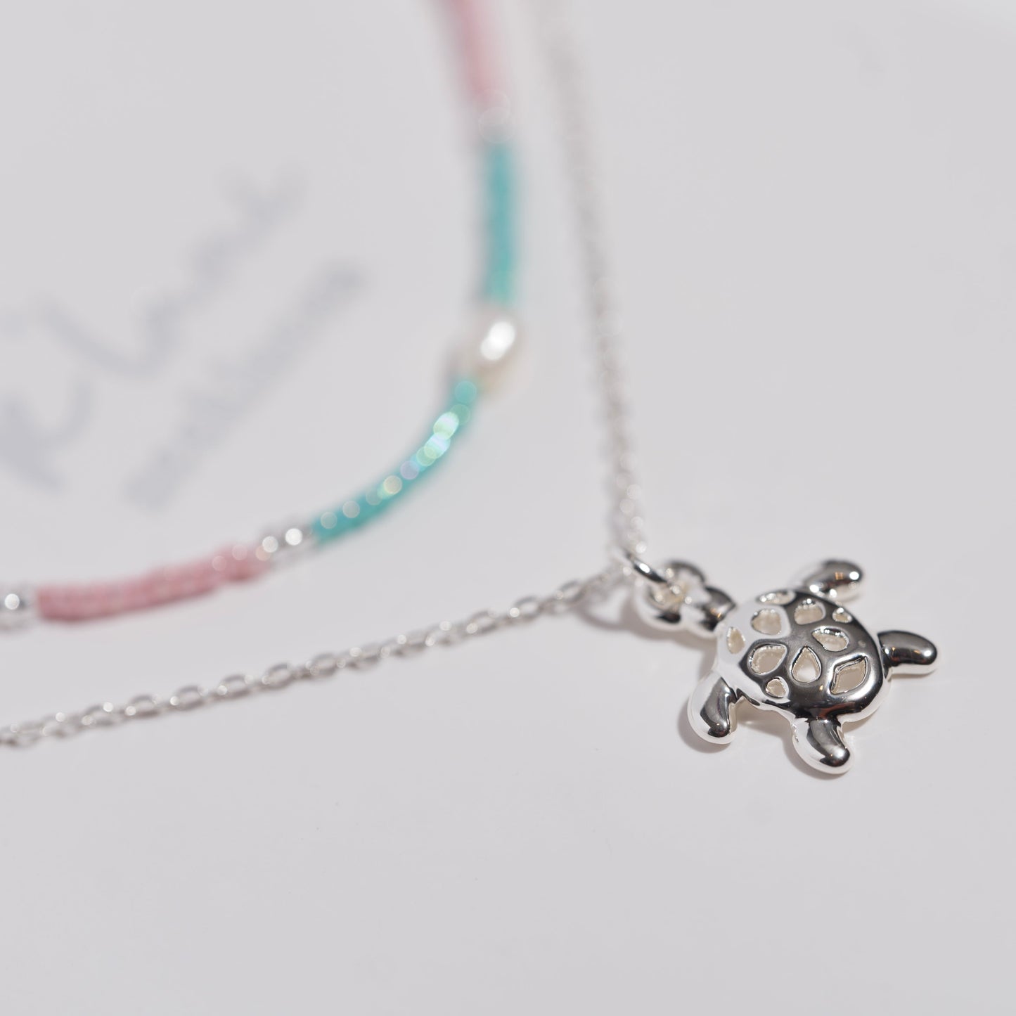 "Embrace" Silver Sea Turtle Necklace Set