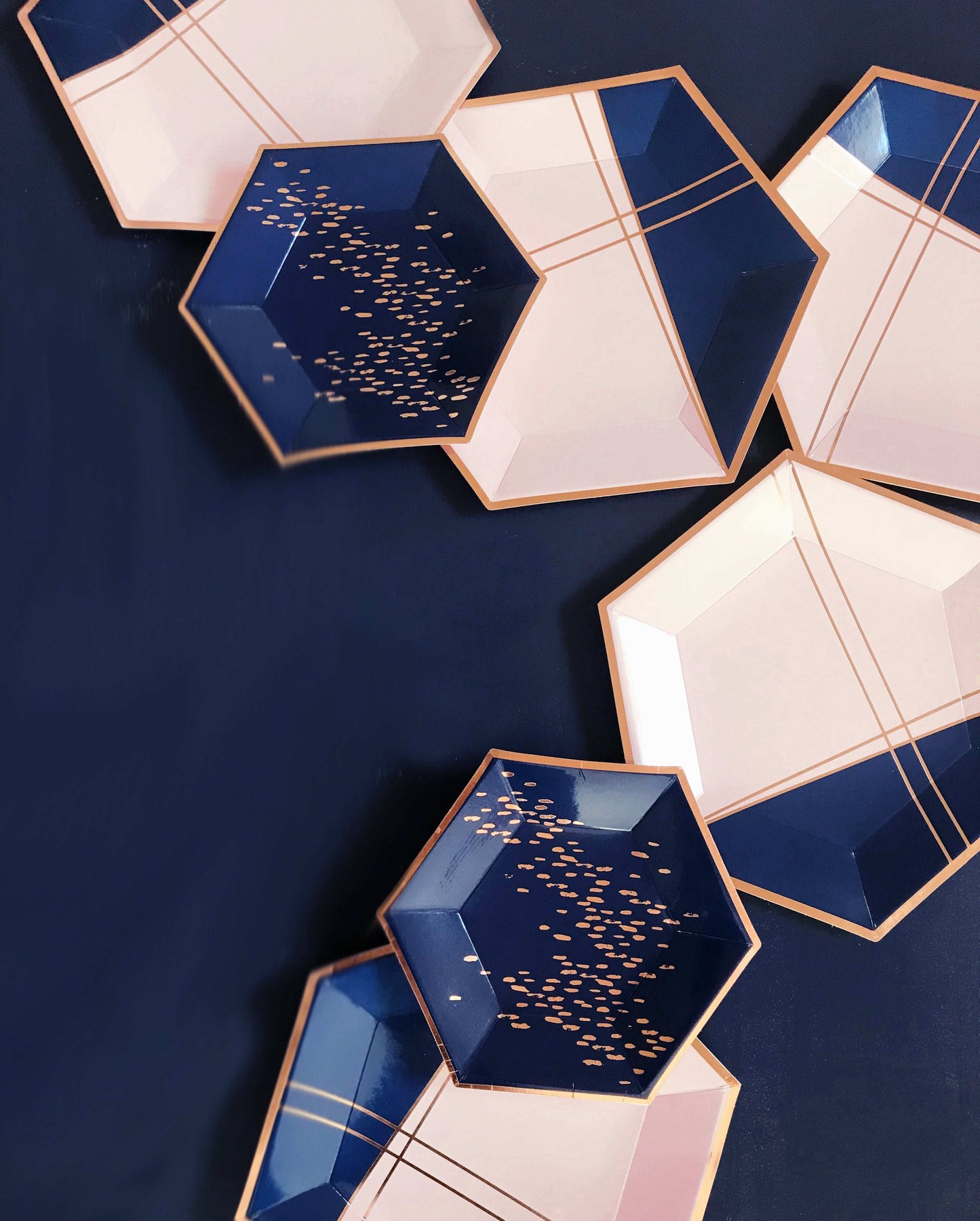 Navy & Rose Gold Dessert Party Plates