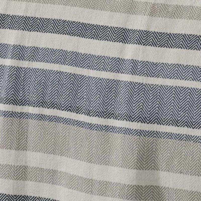 Full/Queen size Navy Blue Tan Cream Chevron Stripe Lightweight Cotton Blanket