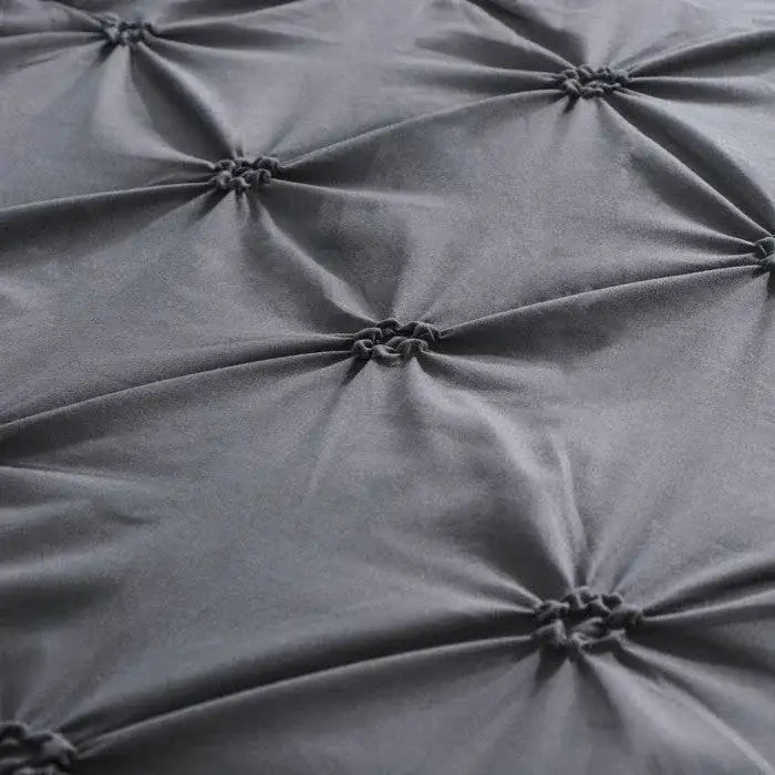 Full/Queen Size All Season Pleated Hypoallergenic Microfiber Reversible 3 Piece Comforter Set in Gray