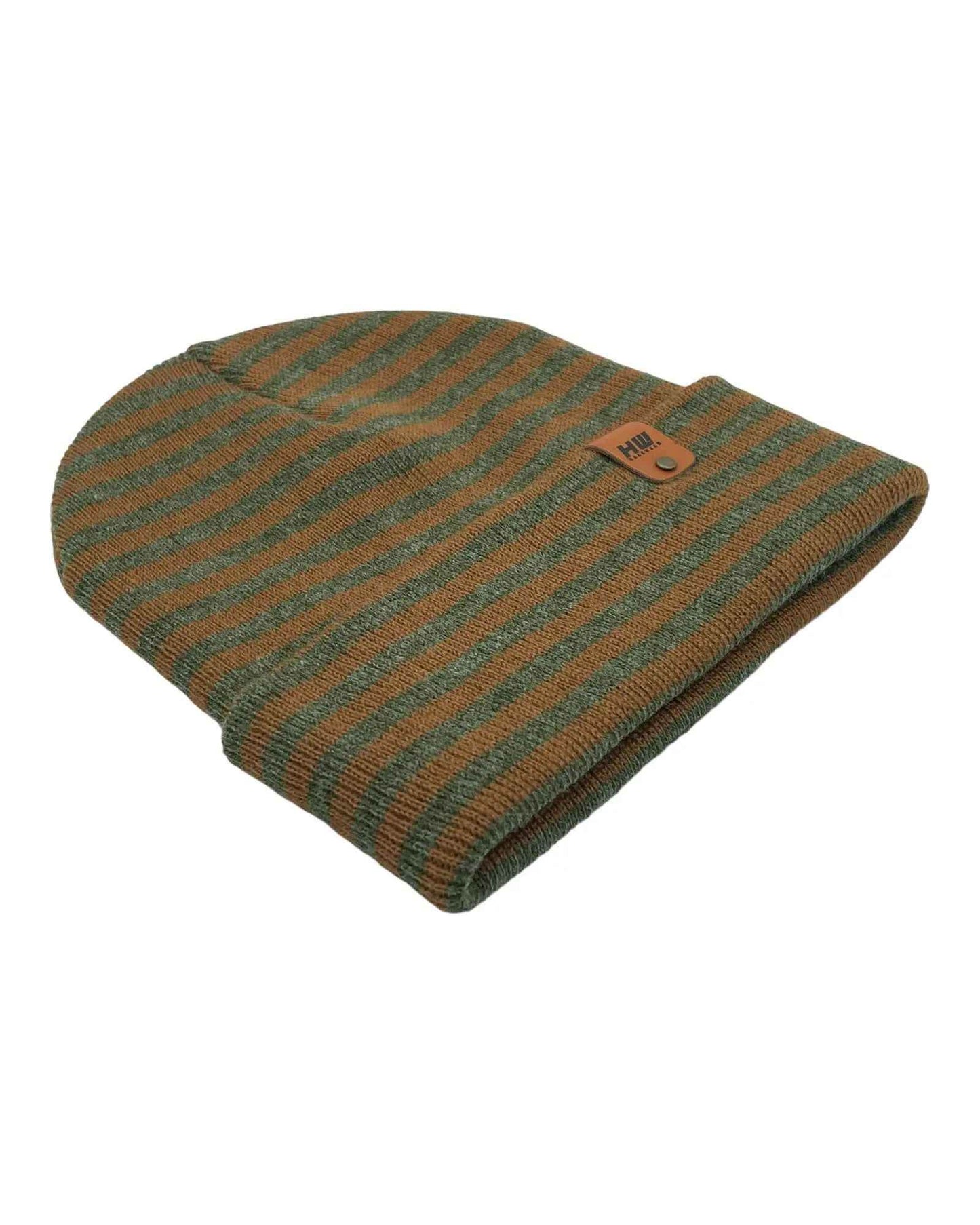 HAAKWEAR Traditional Classic RORO Cuffed Beanie / Hat - Brown / Green, Made in USA