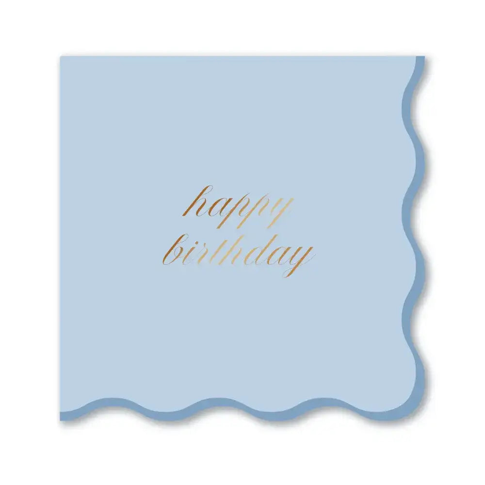 Happy Birthday Cocktail Napkins - Blue & Gold