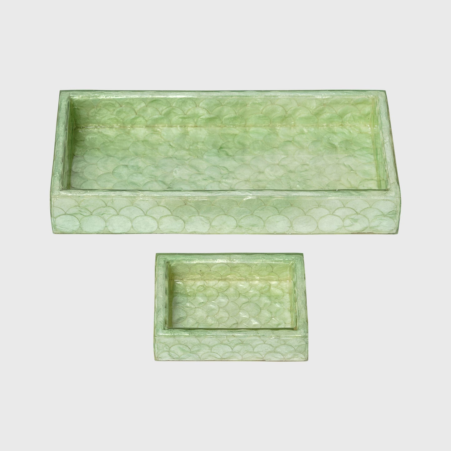 Capiz trays, sage green, set of two