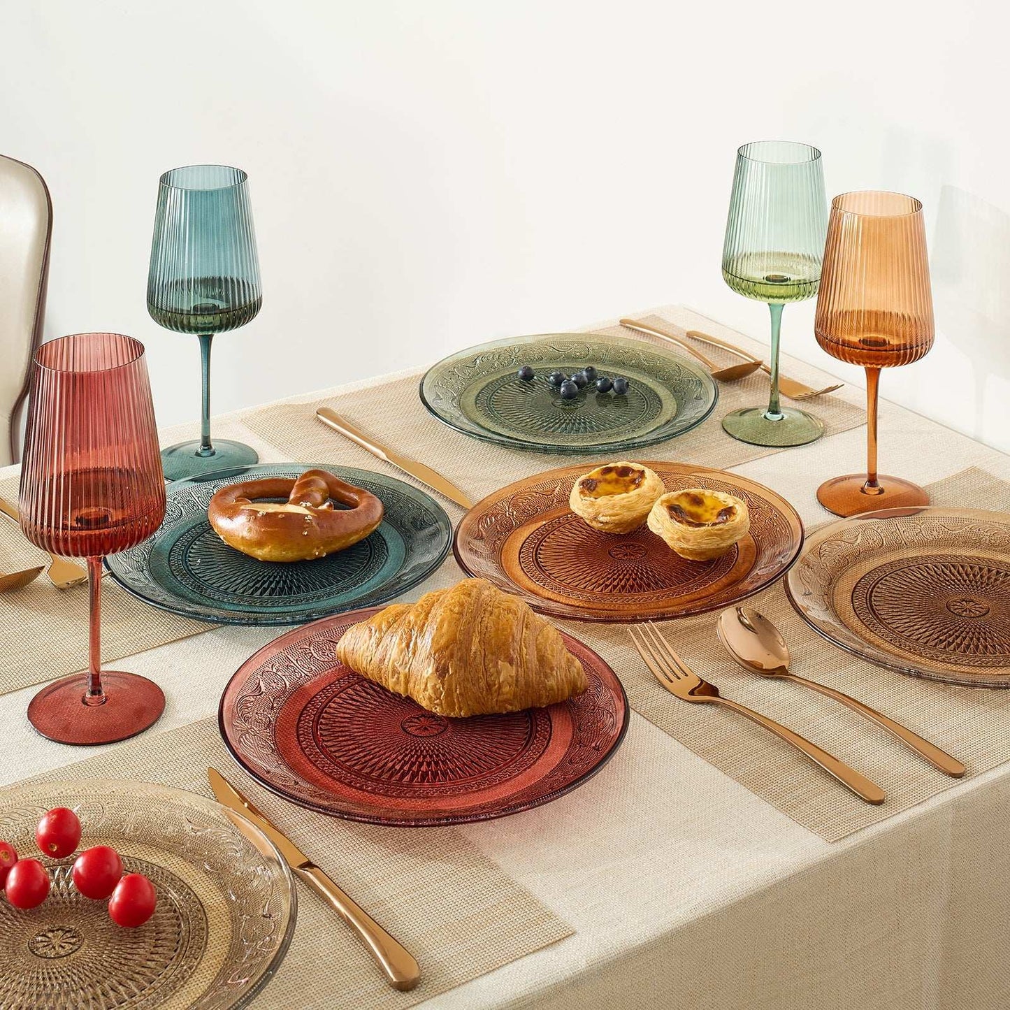 Tonal Vintage Glass Plate, Set of 6