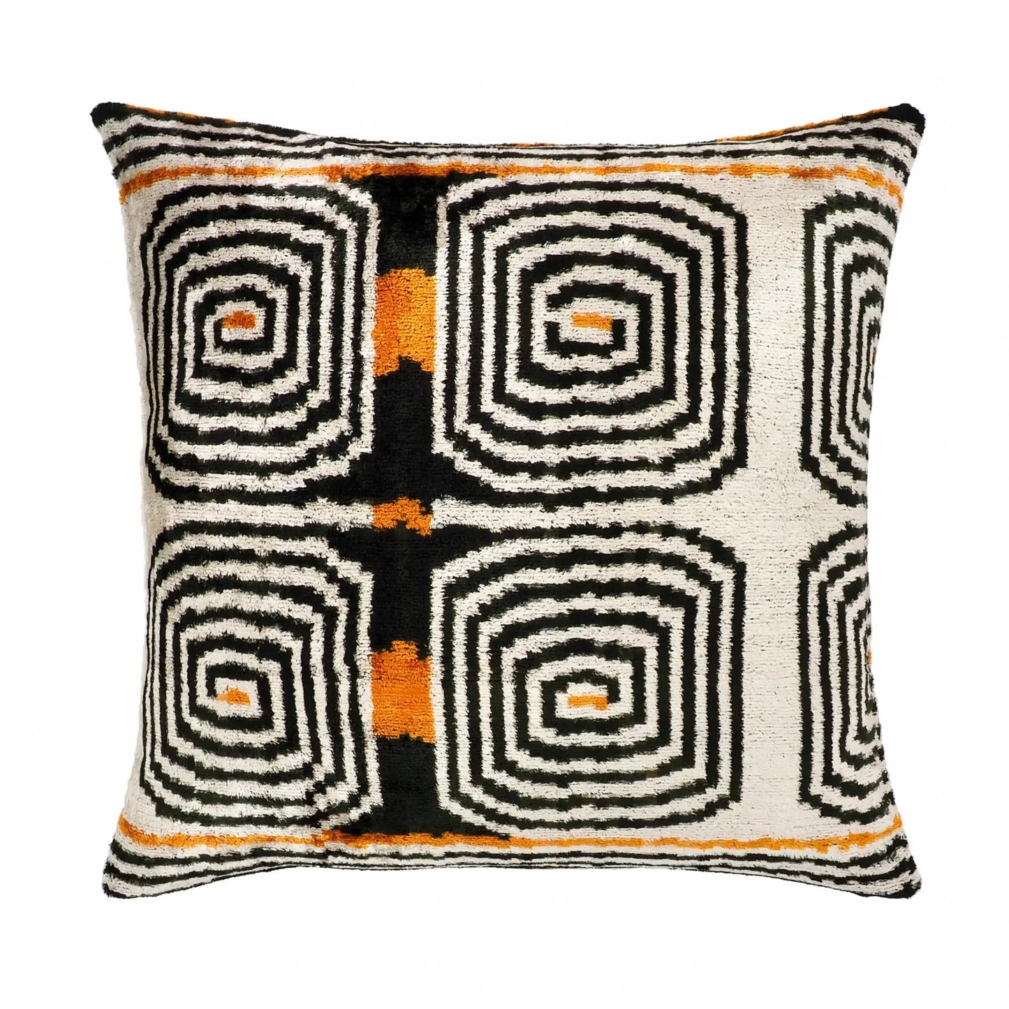 Labyrinth Silk Velvet Ikat Pillow Cover 20 X 20