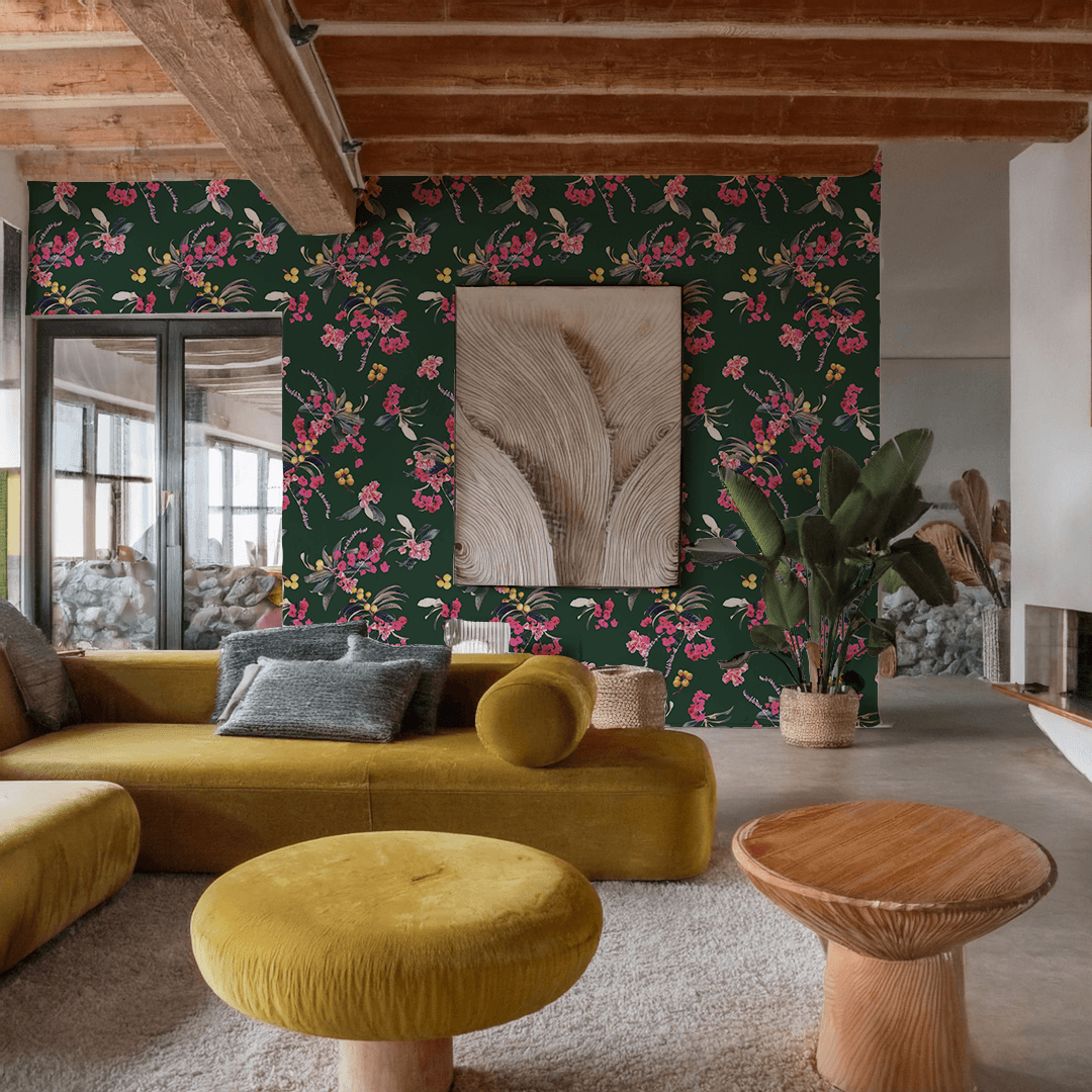Floral Loquat Wallpaper, green