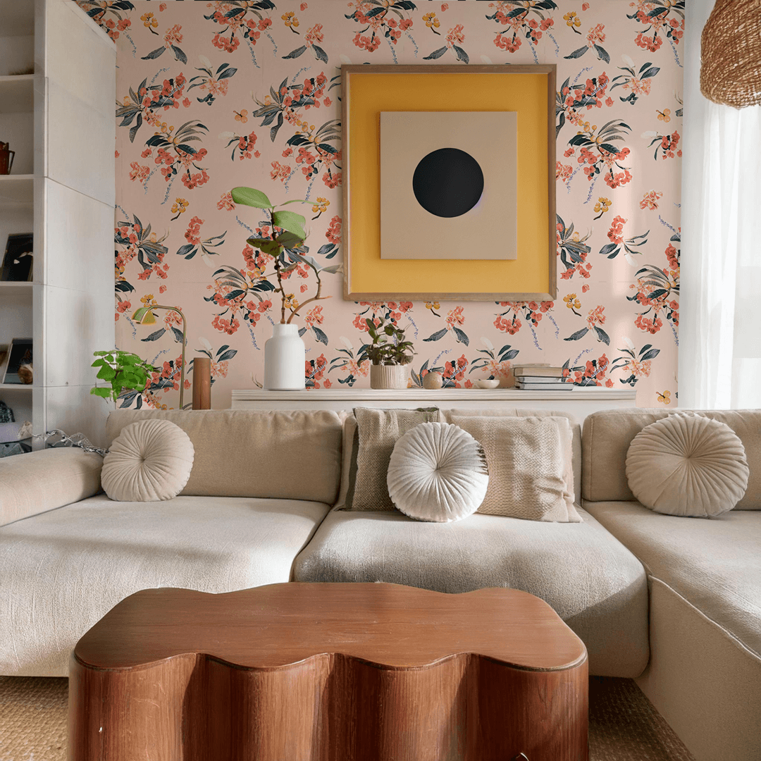 Floral Loquat Wallpaper, peach