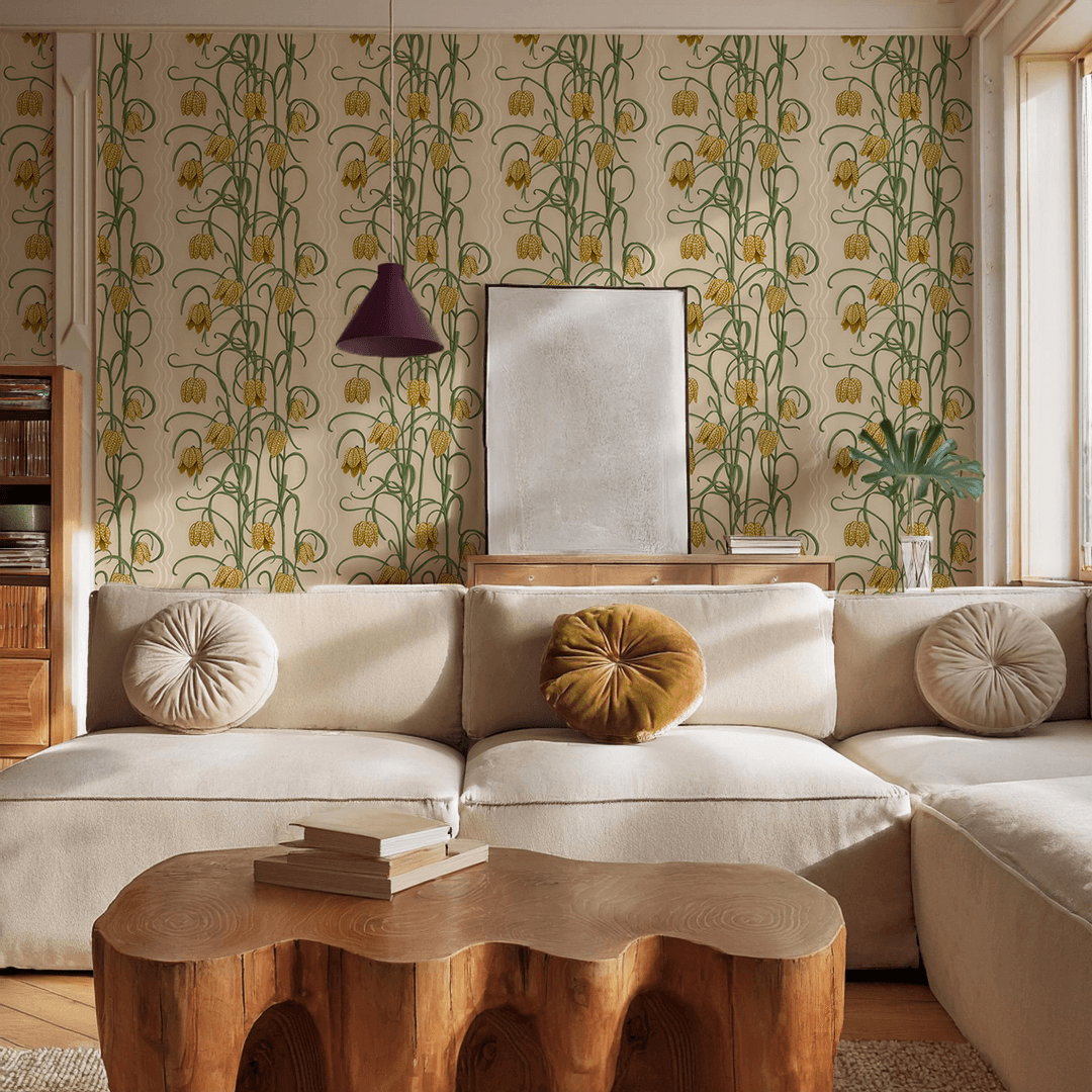 Campanas Wallpaper, tan and ocher