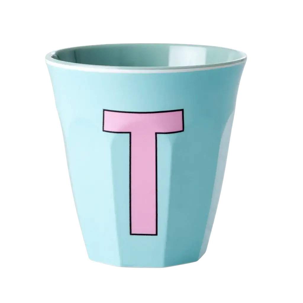 Melamine Cup - Medium with Alphabet in Pinkish Colors | Letter T