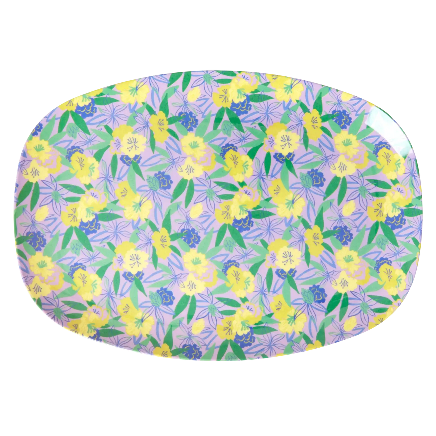 Medium Melamine Rectangular Plate - Purple - Fancy Pansy Prints