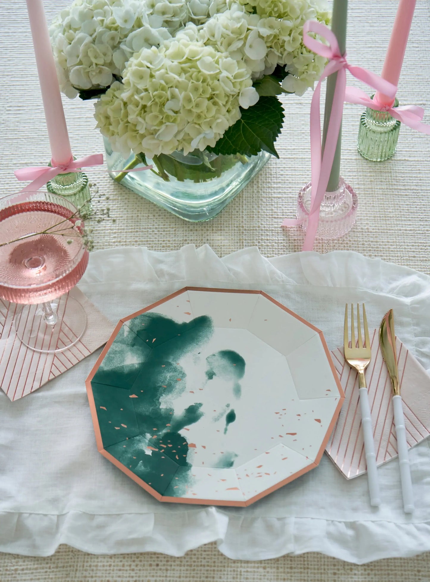 Manhattan - Dark Green Watercolor Premium Large Paper Plates