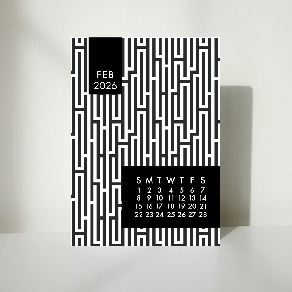 Mod Black 2026 Calendar