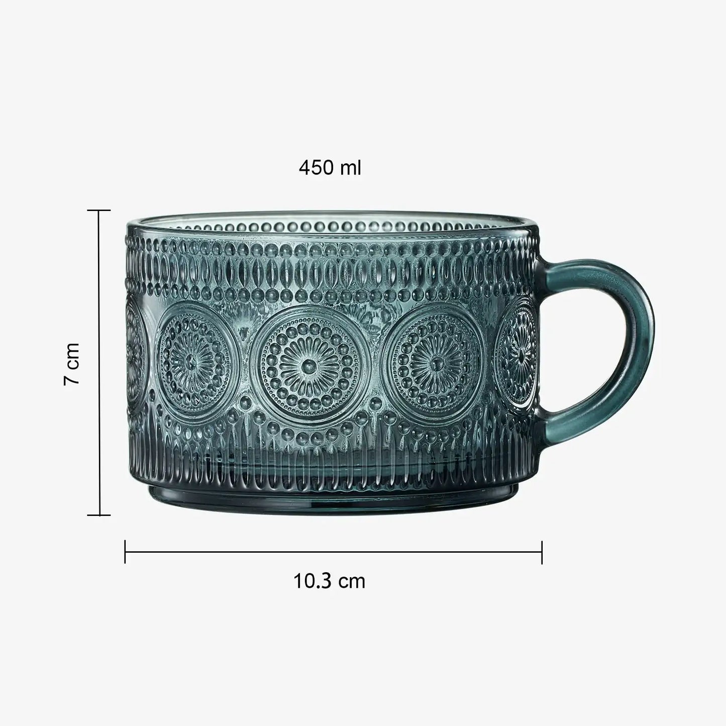 Tonal Hobnail Mug Glassware with Four Gold Spoons, Set of 4