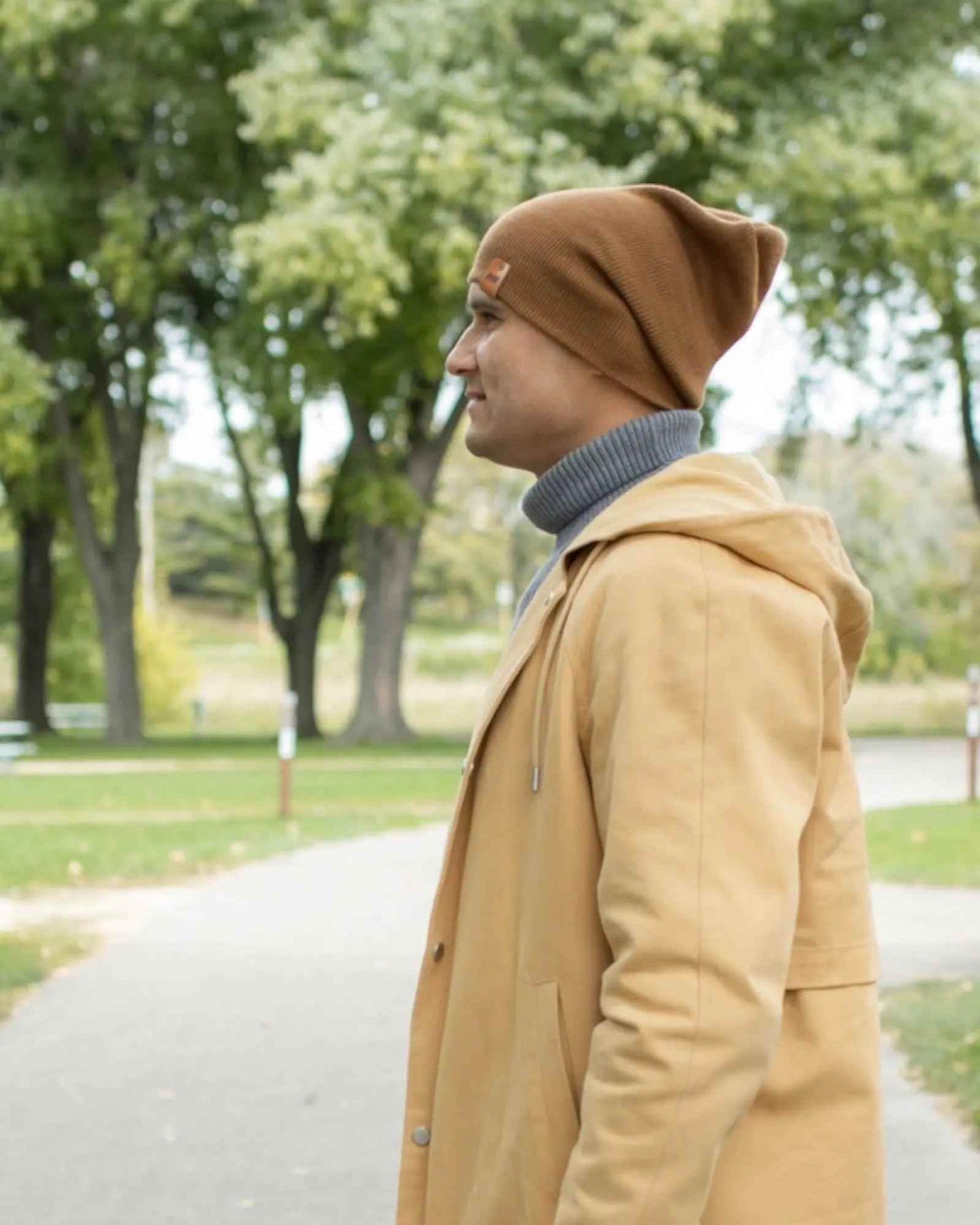 HAAKWEAR H-Stitch Cuffed Beanie - Patented Design, Made in USA - Camel Brown