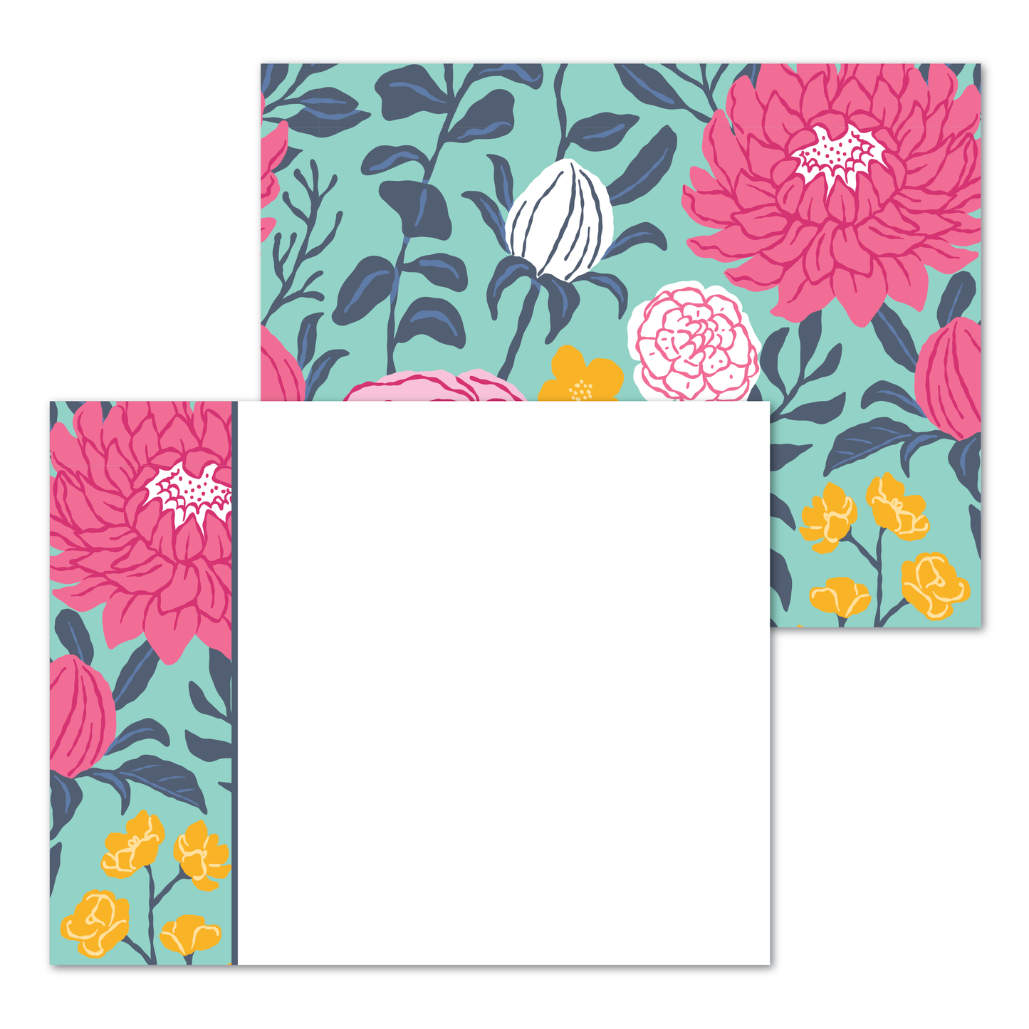 January Blooms Panel Note Cards A2