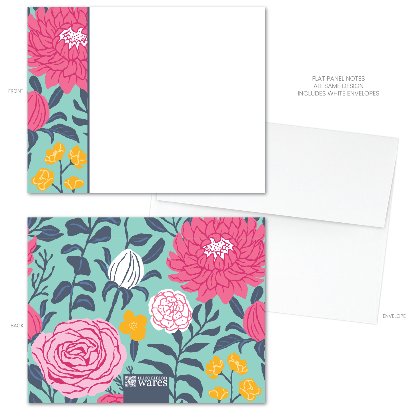 January Blooms Panel Note Cards A2