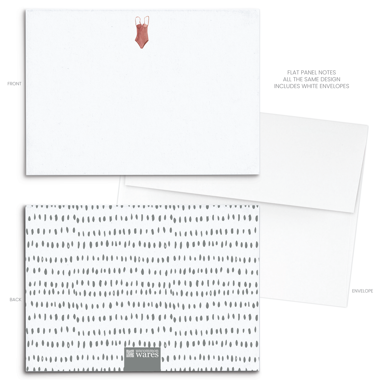 Bodysuit Watercolor Panel Note Cards A2