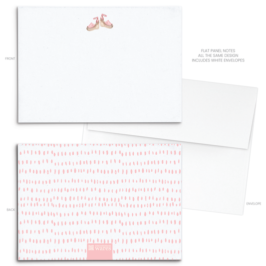 Pink Espadrilles Watercolor Panel Note Cards A2
