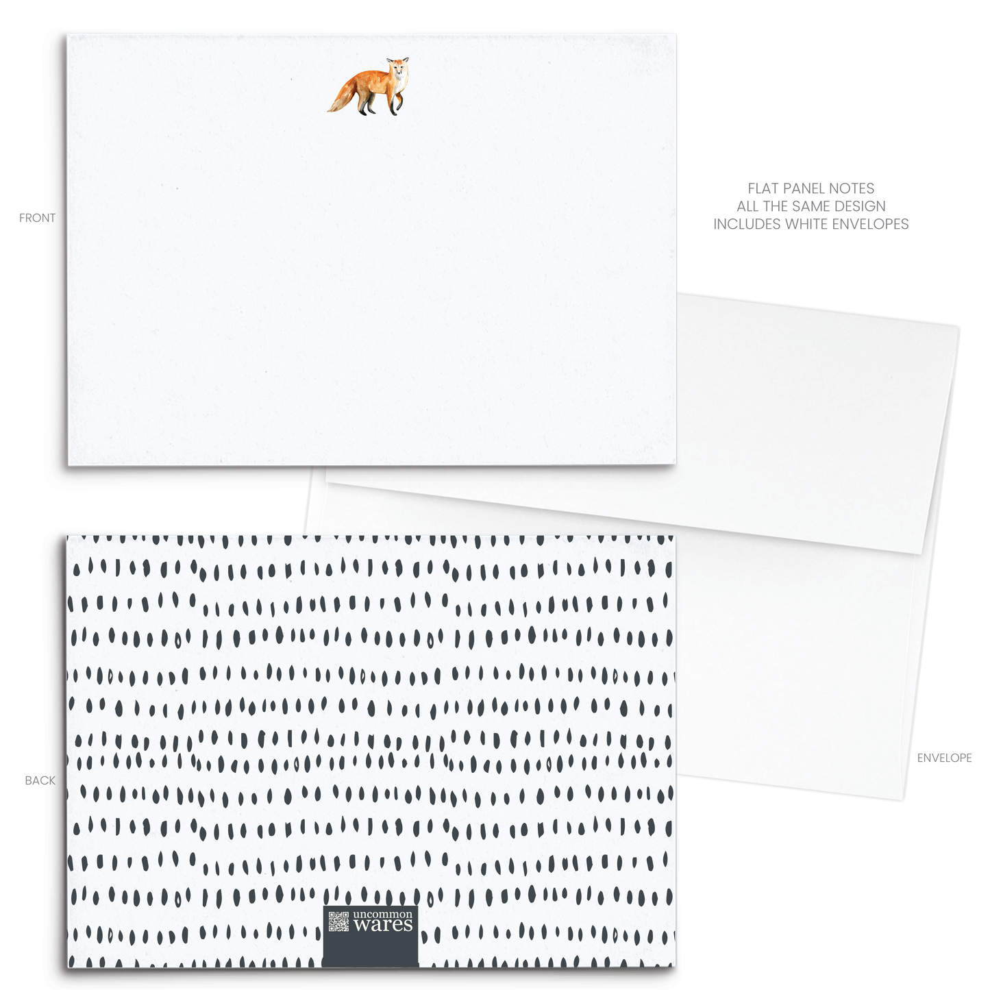 Fox Watercolor Panel Note Cards A2