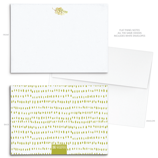 Green Grapes Watercolor Panel Note Cards A2