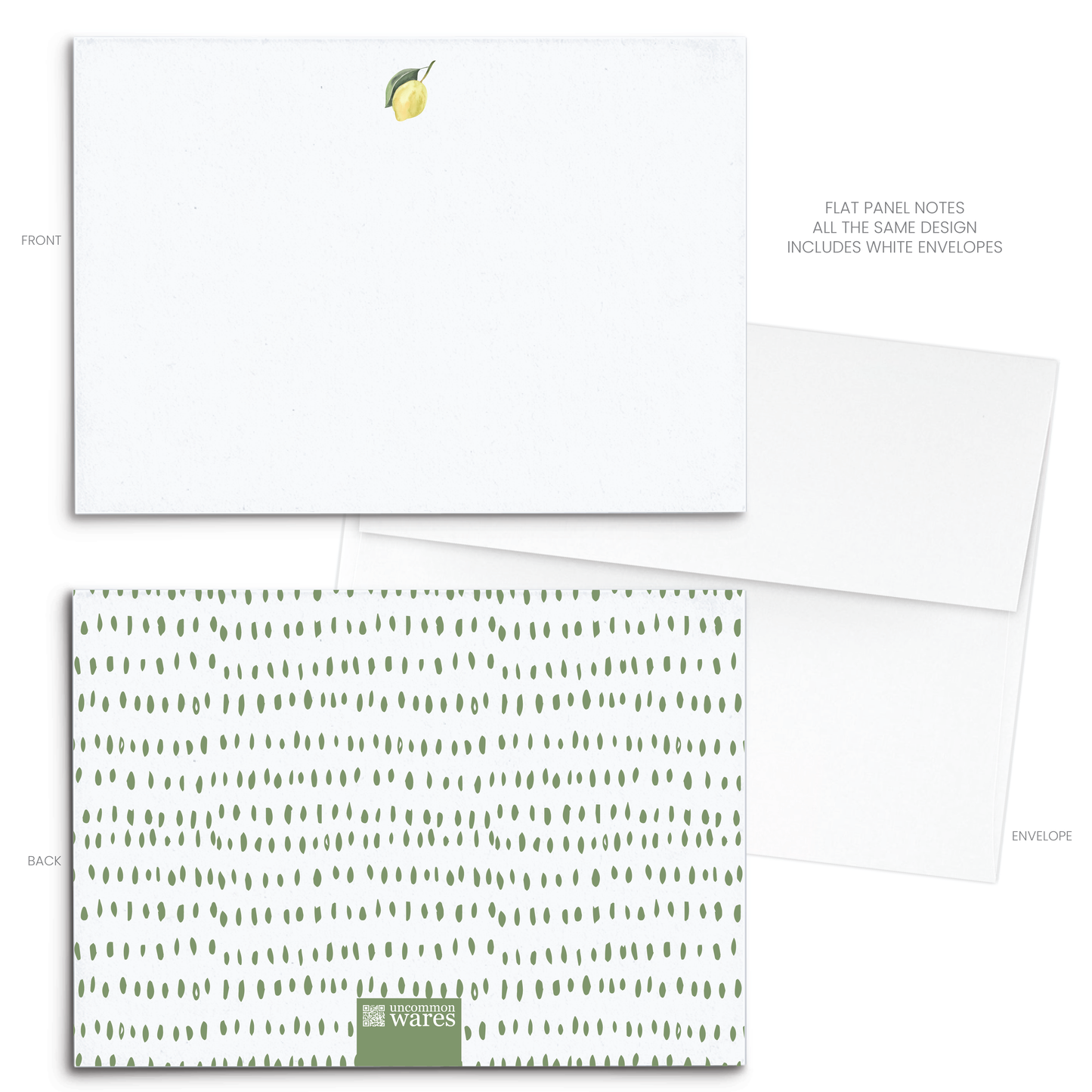 Lemon Watercolor Panel Note Cards A2