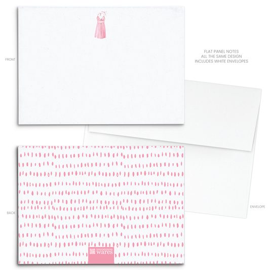 Pink Sundress Watercolor Panel Note Cards A2