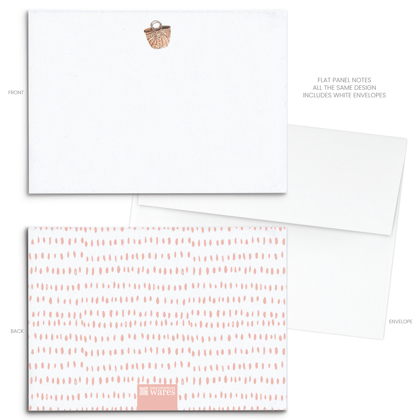 Straw Bag Watercolor Panel Note Cards A2