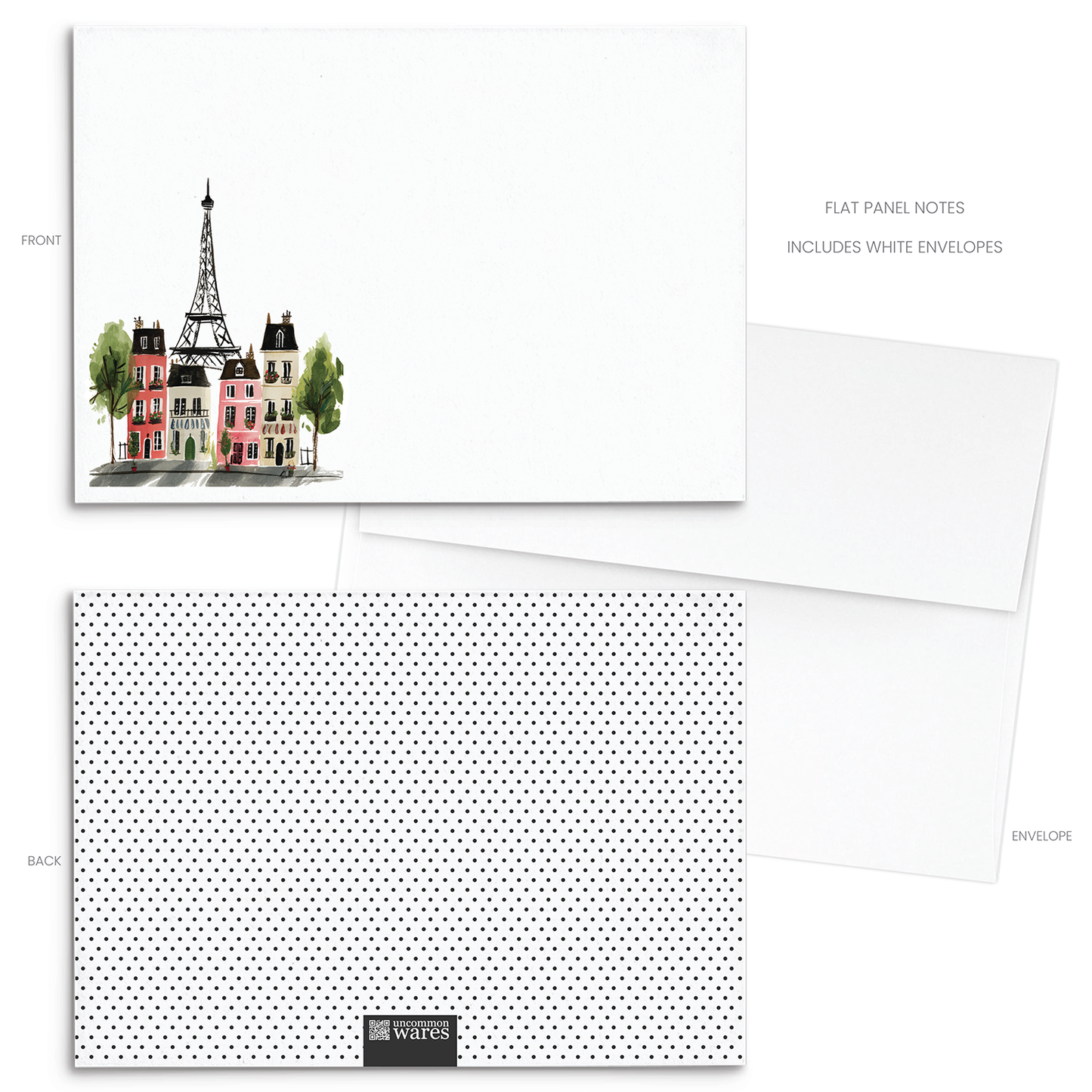 Paris Brownstones Eiffel Panel Note Cards A2